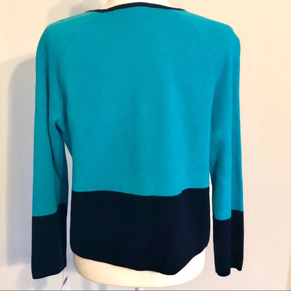 Liz Claiborne Teal and Black Open Cardigan - Picture 2 of 6